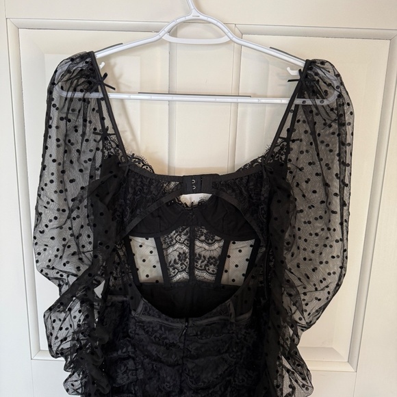 New! FOR LOVE & LEMONS Delicate Lace Long-Sleeve Dress 45078 - Picture 9 of 14